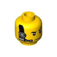 Lego Minifig Head Spy, Eyebrows, White Pupils, Black and Silver Headset Print [Hollow Stud] / Yellow