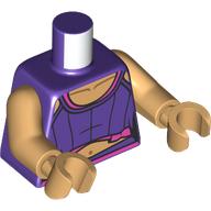 Lego Torso, Dark Purple Top, Dark Pink Trim, Warm Tan Chest, Tummy print Warm Tan Arms and Hands / Dark Purple