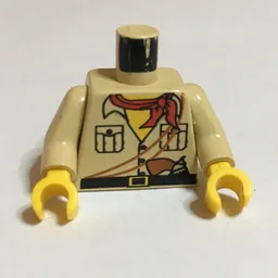 Torso, Shirt, Yellow Neck, Red Bandana, Gun Print, Tan Arms, Yellow Hands