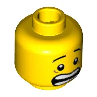 Minifig Head Plant Monster, Mouth Open Scared, White Pupils and Raised Eyebrows Print [Hollow Stud] / Yellow