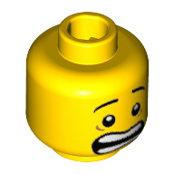 Lego Minifig Head Plant Monster, Mouth Open Scared, White Pupils and Raised Eyebrows Print [Hollow Stud] / Yellow