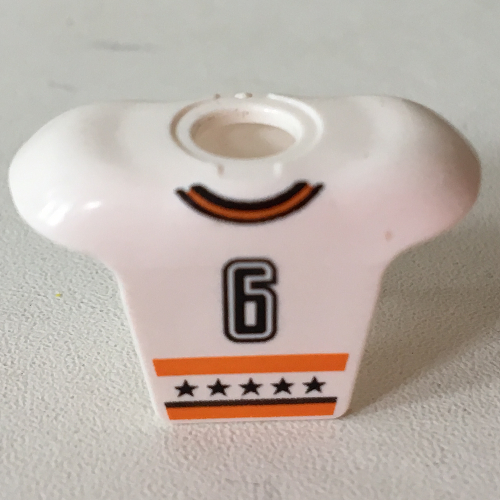 Lego Minifig Neckwear Sports Hockey Body Armor with NHL Logo and Black '6' Print / White