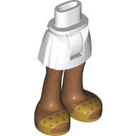 Lego Minidoll Hips and Short Skirt with Medium Nougat Legs, Pearl Gold Sandals / White