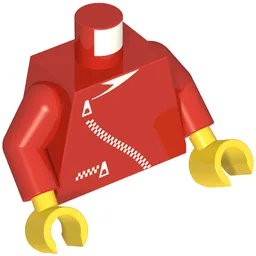 Torso, Jacket with Curved Zipper and Pocket Print, Red Arms, Yellow Hands / Red