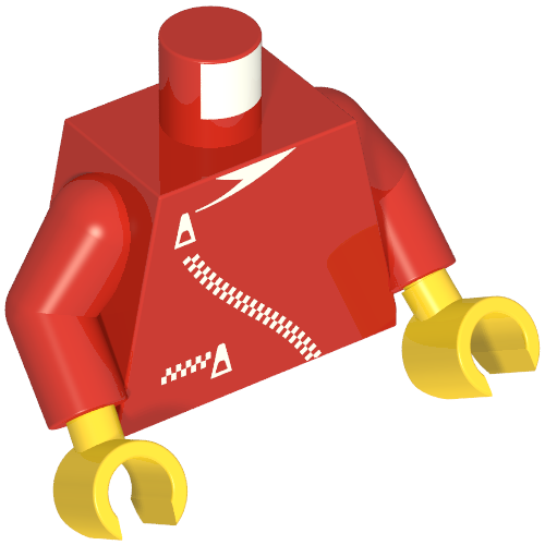 Lego Torso Jacket with Curved Zipper and Pocket Print, Red Arms, Yellow Hands / Red