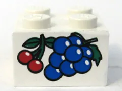 Brick 2 x 2 with Grapes and Cherries Pattern (Sticker) - Set 4165