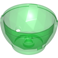 Lego Pod, Round, Faceted 4 x 4 x 1 2/3 (Dragon Egg Bottom) / Trans-Green