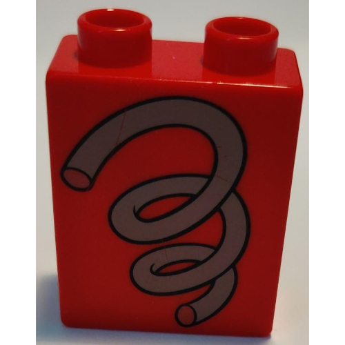 Lego Duplo Brick 1 x 2 x 2 with Coil Spring Print / Red