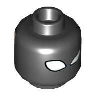 Lego Minifig Head Magneto, Dual Sided, Light Nougat Face with White and Gray Eyebrows, and Frowning Mouth / Large White Almond Shape Eyes [Hollow Stud] / Black
