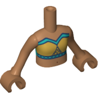 Lego Minidoll Torso Girl with Pearl Gold, Medium Azure Bikini / Medium Nougat