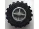 Wheel Center Wide with Stub Axles (Tricycle) with Black Tire 21mm D. x 12mm - Offset Tread Small Wide (30190 / 6015) / Light Gray