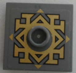 Lego Plate, Modified 2 x 2 with Groove and 1 Stud in Center with Gold Arkenstone Pattern (Sticker) - Set 79018