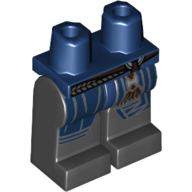 Lego Hips and Black Legs with Dark Brown Belt, Dark Blue Coat print / Dark Blue