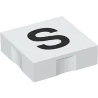 Duplo Tile 2 x 2 with Capital 'S' Print / White