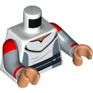 Torso, Sand Blue Accents, Dark Blue Belt, Red Stripes on Arms Print, Sand Blue Arms, Nougat Hands / White