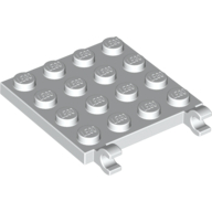Lego Plate Special 4 x 4 with Clips Horizontal (thick open O clips) / White