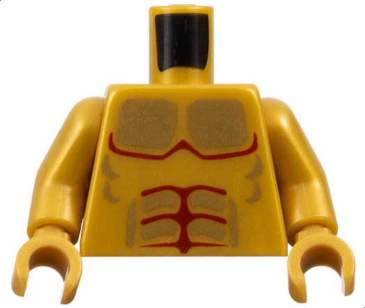 Lego Torso Atlantis Armor with Gold Plated Muscles Outline Pattern / Pearl Gold Arms / Pearl Gold Hands
