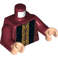 Lego Torso Robe, Dark Brown Fur, Gold Shirt Print, Dark Red Arms, Light Nougat Hands / Dark Red