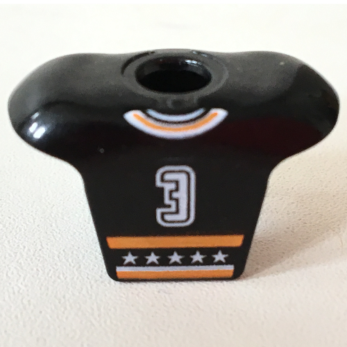 Lego Minifig Neckwear Sports Hockey Body Armor with NHL Logo and White '3' Print / Black