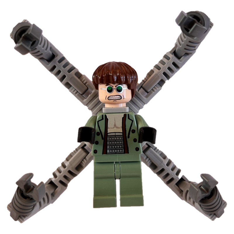 Lego Dr. Octopus / Doc Ock with Green Glasses and Sand Green Suit with Clenched Teeth