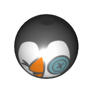 Lego Technic Ball Joint, Puffin with Button Eye Print (Sir Jorgenbjorgen) / Black