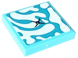 Tile 2 x 2 with Cushion with Light Aqua Splotches and Black Button Pattern (Sticker) - Set 41703 / Medium Azure