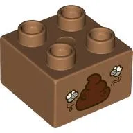 Duplo Brick 2 x 2 with Two Flies and Poop Print