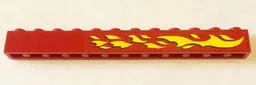 Brick 1 x 12 with Yellow Flames Right Pattern (Sticker) - Set 6580