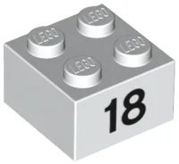 Brick 2 x 2 with Black "18" Print