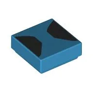 Tile 1 x 1 with Black Shapes Print / Dark Azure