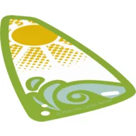 Sail, Triangular, with Lime Border, Wave, and Sun Print / Trans-Clear