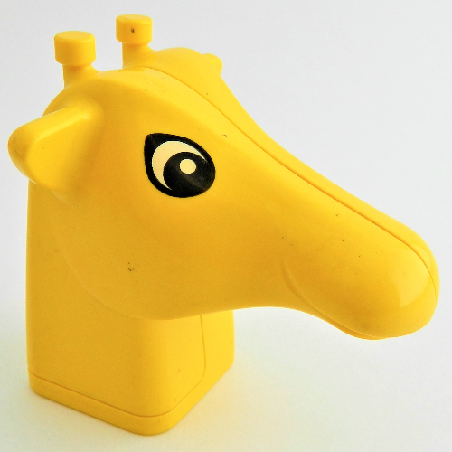 Lego Duplo Animal Brick 2 x 2 Giraffe Head with Black Eyes, White Pupils print / Yellow