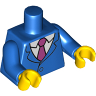 Lego Torso Jacket with White Shirt and Magenta Tie Print, Blue Arms, Yellow Hands / Blue