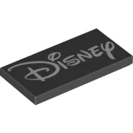 Tile 2 x 4 with White 'Disney' Signature Print / Black