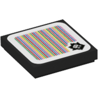 Lego Tile 2 x 2 with Ninji and Barcode Print (Sticker) / Black