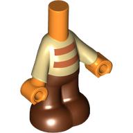 Lego Microdoll Body Pants with Tan Shirt, Reddish Brown Stripes, Pants, Orange Hands print / Orange