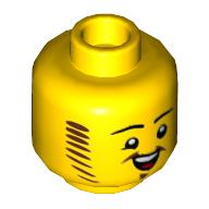 Lego Minifig Head Troubadour, Reddish Brown Moustache, Sideburns, Goatee, Crooked Open Singing Mouth print / Yellow