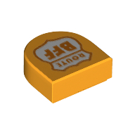 Lego Tile 1 x 1 Half Circle with Shield, Orange 'Route BFF' print / Bright Light Orange