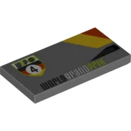 Tile 2 x 4 with 'WGP 4' and 'WORLD GRAND PRIX' Print Model Left Side / Dark Bluish Gray