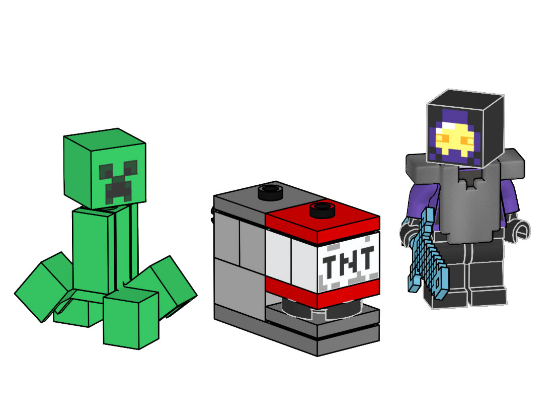 Lego Realm Raider with Creeper and TNT Launcher