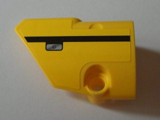 Lego Technic, Panel Fairing # 1 Small Smooth Short, Side A with Black Stripe and Latch Pattern (Sticker) - Set 8043