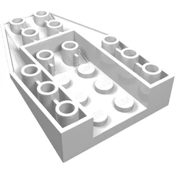 Brick Wedged, Sloped Inverted 6 x 4 with 2 Stud Connections / White