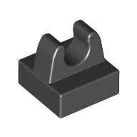 Tile Special 1 x 1 with Clip with Rounded Tips / Black