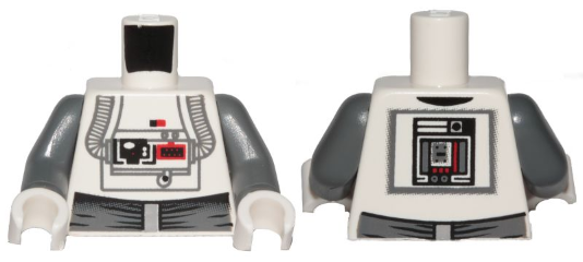 Lego Torso SW AT-AT Driver Dark Bluish Gray Pattern / Dark Bluish Gray Arms / White Hands