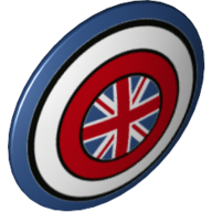Lego Shield Round Bowed with Dark Blue/White/Red Circles, Union Jack print / Dark Blue