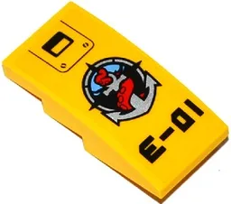 Slope, Curved 4 x 2 with Screws, Deep Sea Logo with Silver Anchor and Red Tentacle and 'E-01' Pattern (Sticker) - Set 60092
