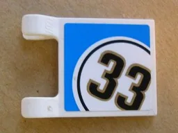 Flag 2 x 2 Square with Flat Edge with Black '33' in White Circle with Blue Background Pattern on Both Sides (Stickers) - Set 8147
