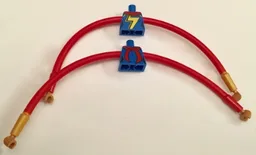 Torso, Modified Female Red Scarf and Yellow Lightning Bolt Pattern / Red Long Rubber Arms with 1 Pearl Gold Cuff Pattern / Medium Nougat Hands