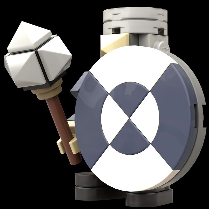 Lego Medieval Dwarf Guard with war club and shield