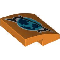 Lego Brick Curved 2 x 2 x 2/3 with Arctic Explorer Symbol print / Orange